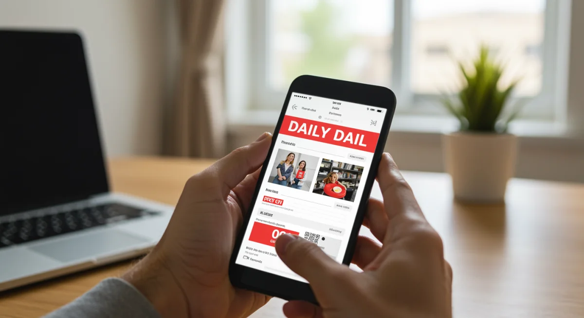 Person browsing daily deals on smartphone at home