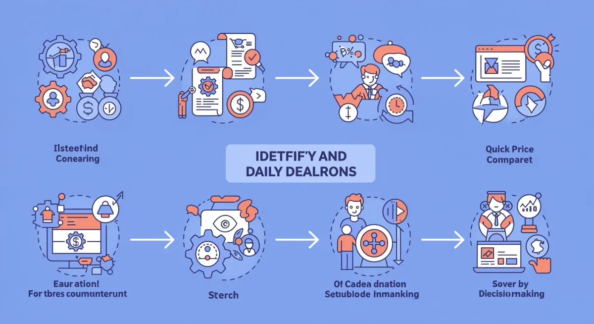 Infographic demonstrating the process of identifying and evaluating daily deals
