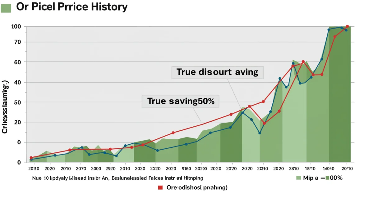 Price history chart showing fake discount vs true saving